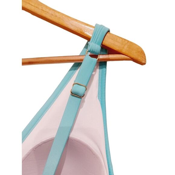 KONA SOL Plus-size turquoise and white striped V-neck Women's Size 18W - Picture 4 of 9